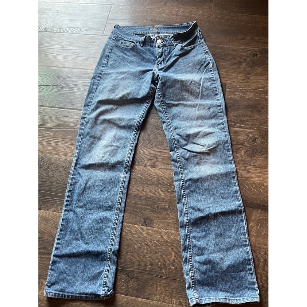 Riders by Lee Womens Medium Wash Straight Leg Studded Pocket Jeans Blue 32x30